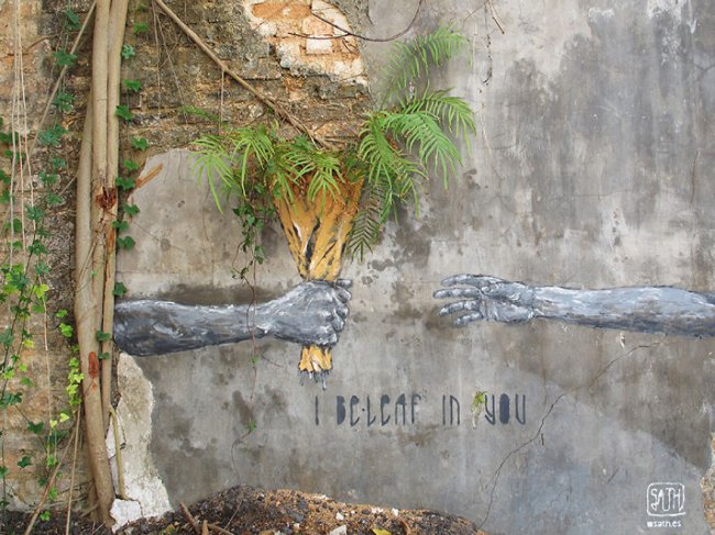 Сплетение вымысла и реальности в граффити художника Сандро Томаса