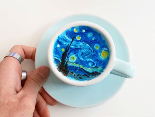 Потрясающие картины на кофейной пенке от корейского мастера
