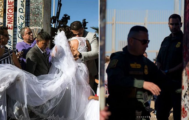 Пара сыграла свадьбу прямо на границе двух стран